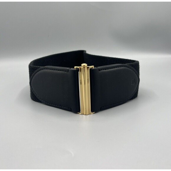 Ralph Lauren Belt Size Small Black Woven Stretch Belt Gold